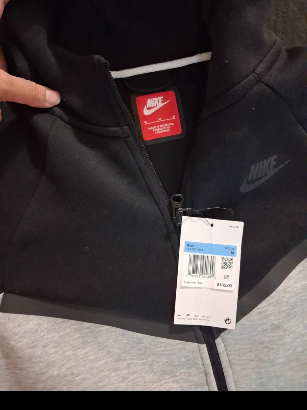 Nike Kids Tech Fleece Full Zip Hoodie Black Gray